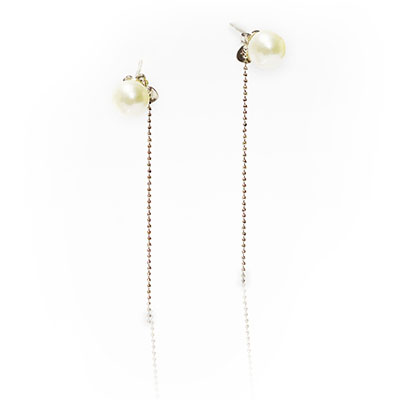 チェーン パール ピアス Pt850